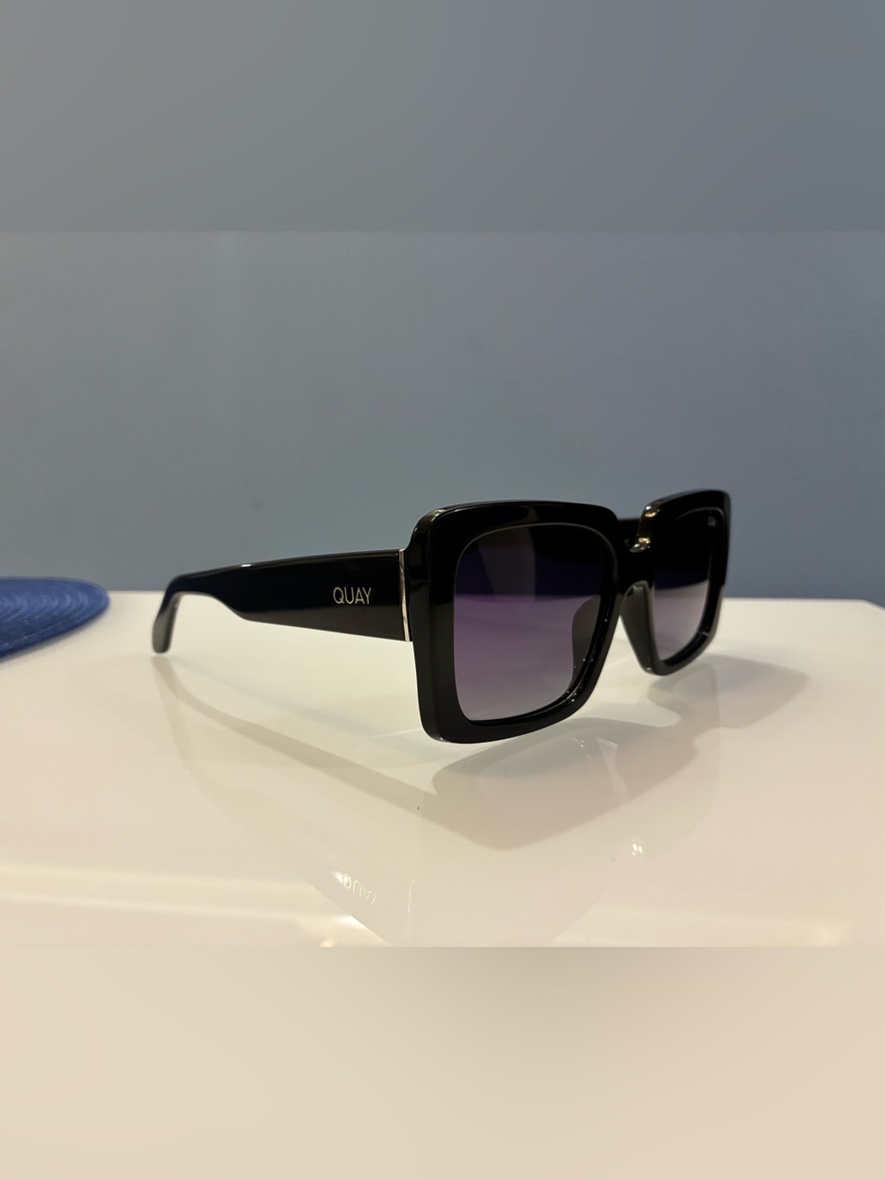 Quay  Black Square Sunglasses with Gradient Lenses